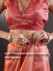 Pink Party Wear Organza Ready To Wear Saree - The Dori Store