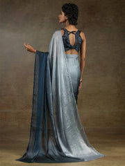 Grey Party Wear Satin Silk Ready To Wear Saree - The Dori Store