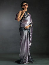 Lavender Party Wear Satin Silk Ready To Wear Saree - The Dori Store