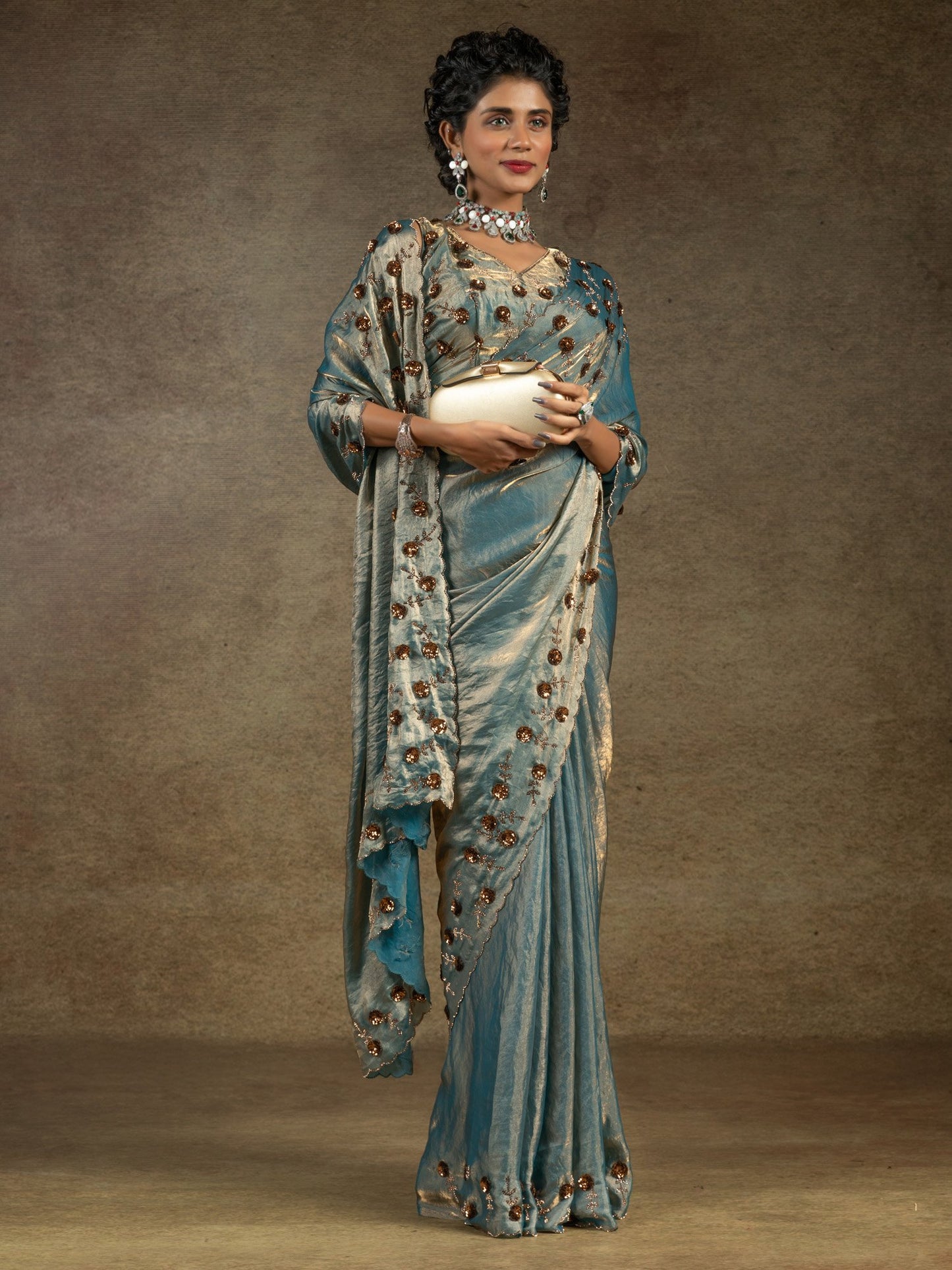 partywear designer saree for festive occasions