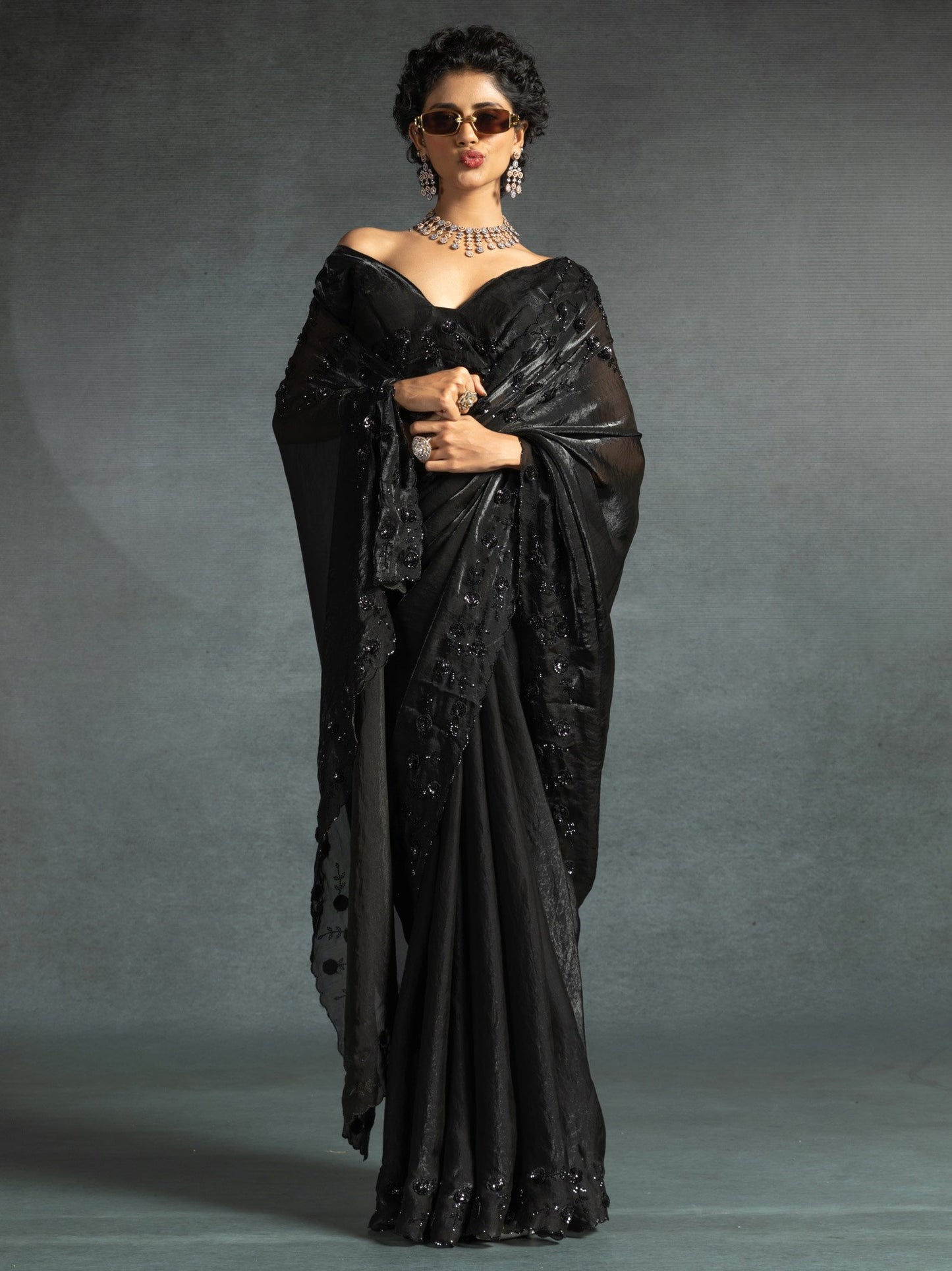 partywear designer saree for festive occasions