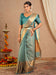Blue Light Sungudi Cotton Blend Woven Saree