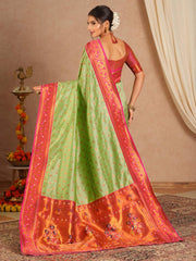 Light Paithani Soft Silk Woven Saree - The Dori Store