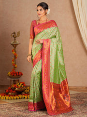 Light Paithani Soft Silk Woven Saree - The Dori Store
