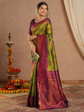 Light Kanjeevaram Banarasi Silk Woven Saree - The Dori Store
