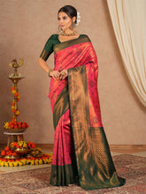 Pink Kanjeevaram Banarasi Silk Woven Saree - The Dori Store