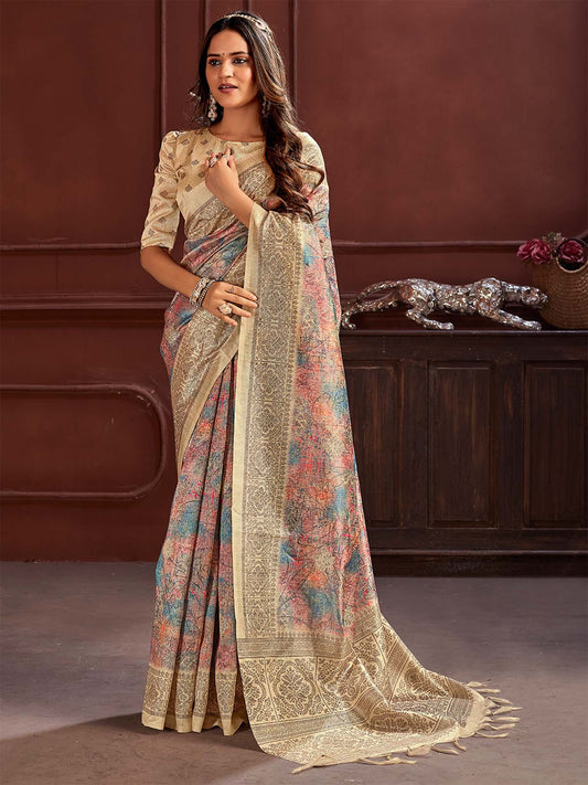Multicolor Multicolored Sungudi Cotton Silk Printed Saree