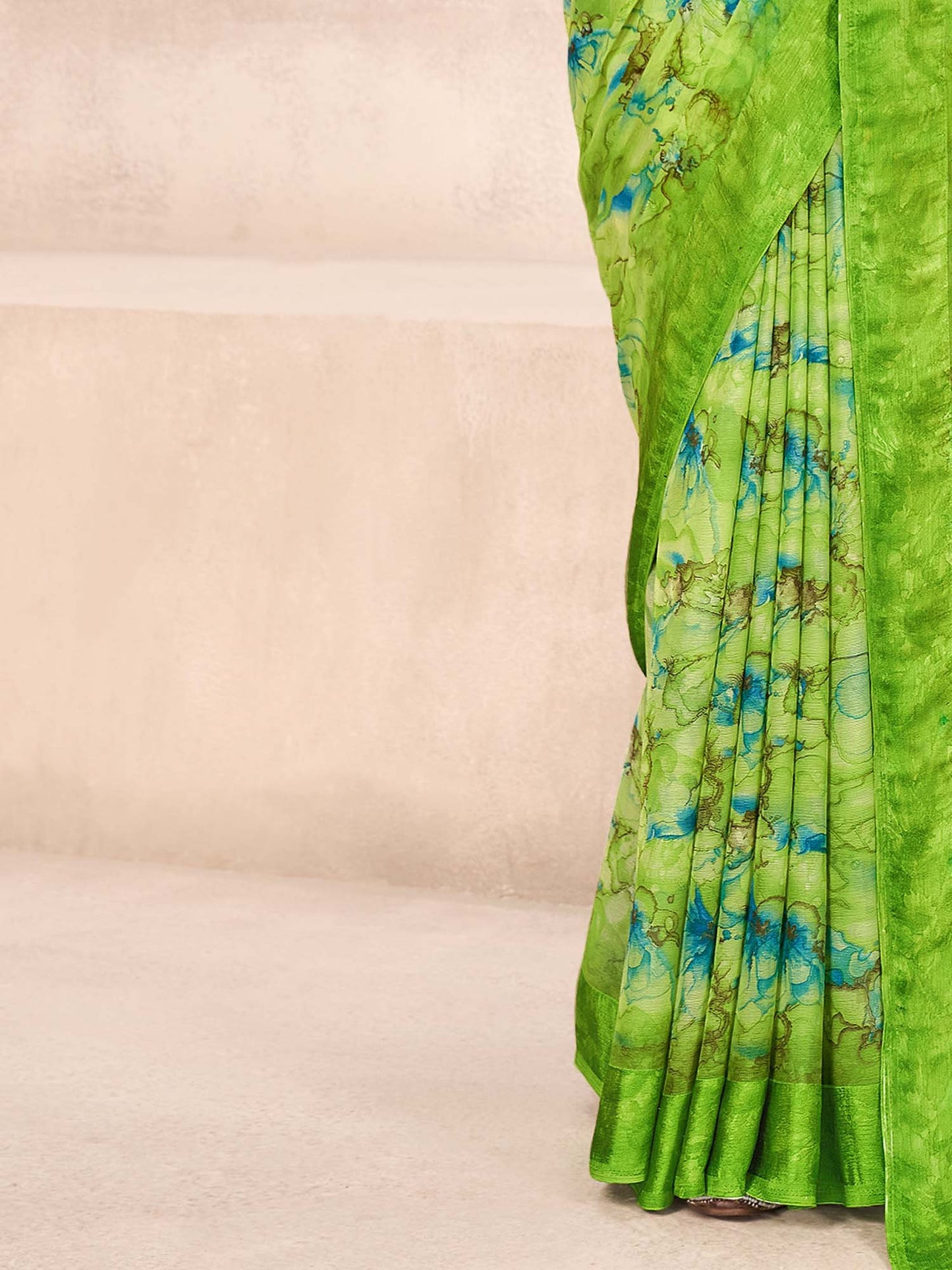 Light Bagru Chiffon Printed Saree