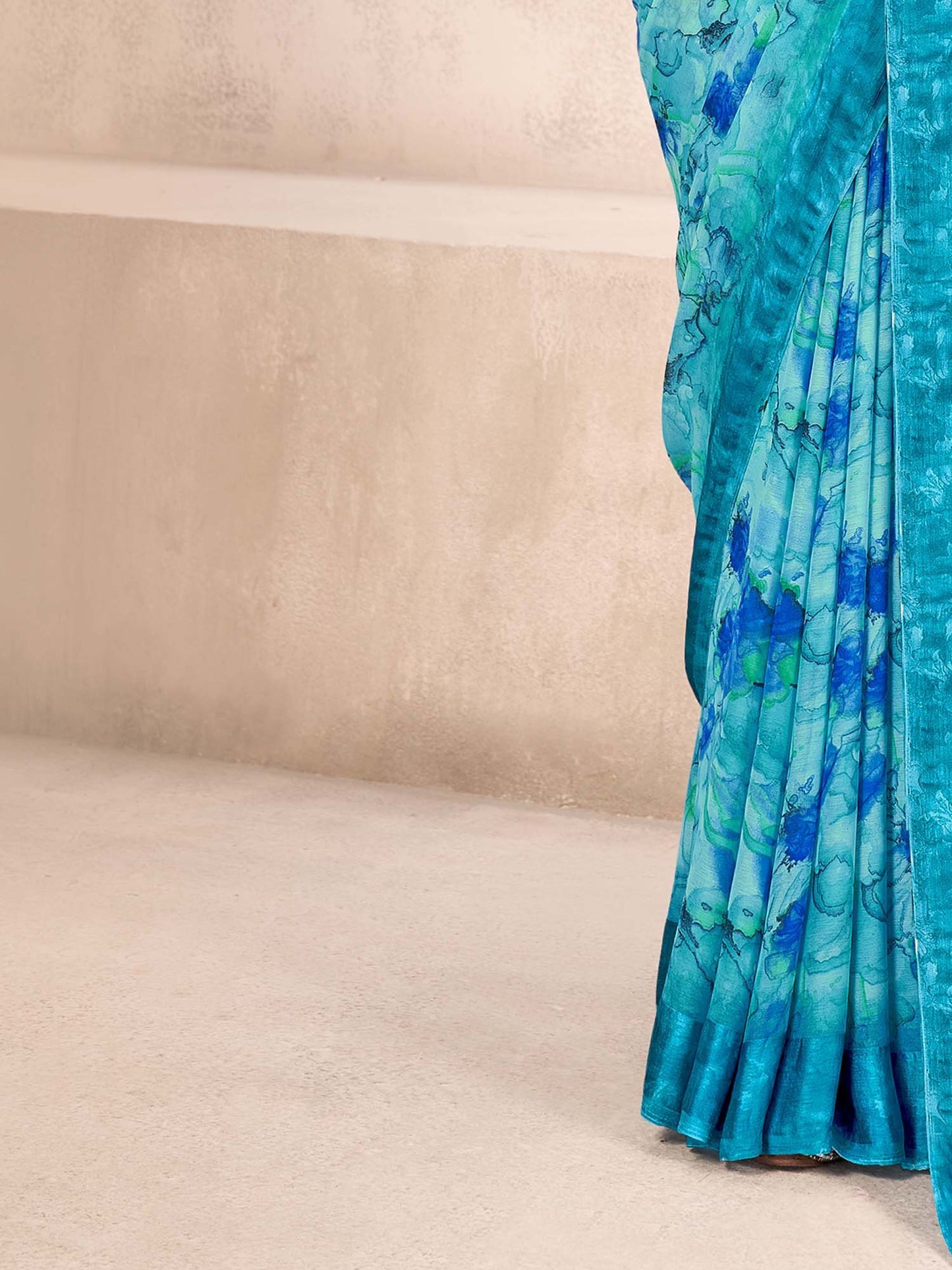 Light Bagru Chiffon Printed Saree