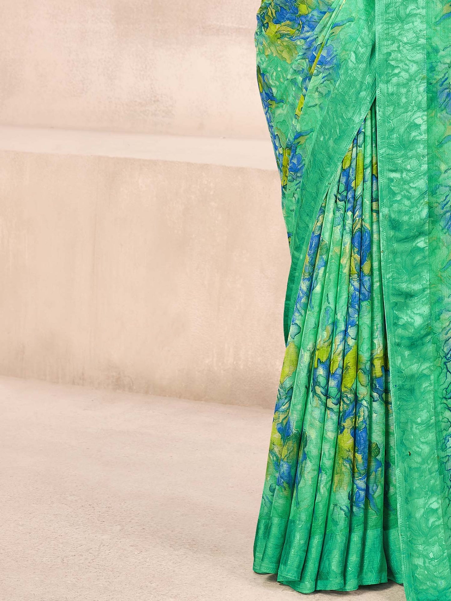 Light Bagru Chiffon Printed Saree