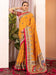 Yellow Mustard Tussar Silk Blend Printed Saree