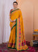 Yellow Mustard Tussar Silk Blend Printed Saree