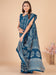 Blue Teal Bagru Dola Silk Printed Saree