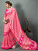 Pink Pink Block Print Dola Silk Printed Saree