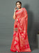Red Red Block Print Dola Silk Printed Saree