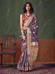 Lavendar Paithani Tissue Woven Saree - The Dori Store