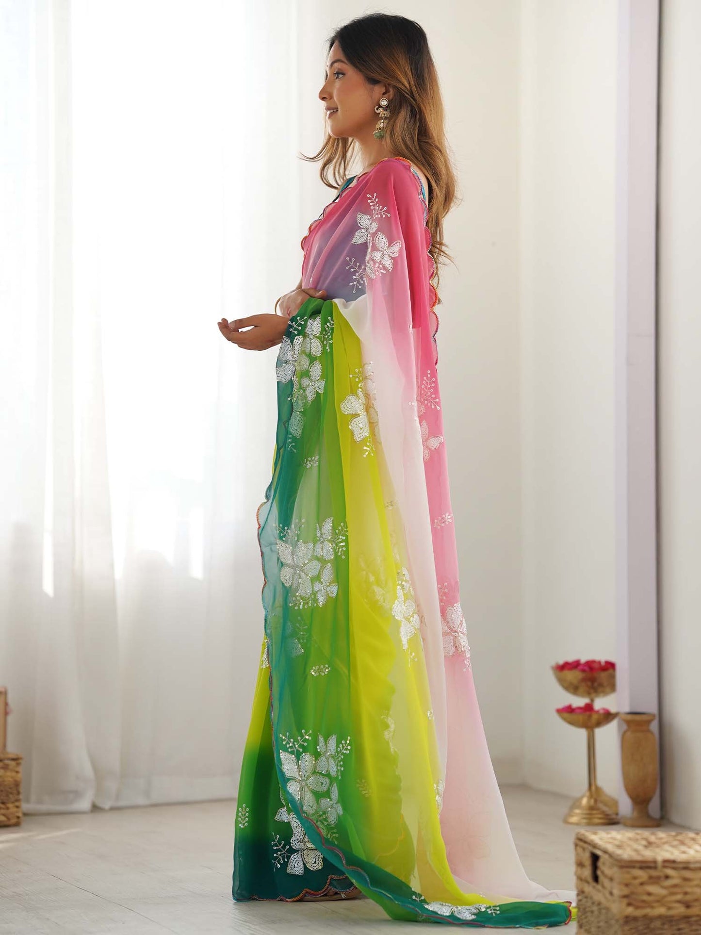 partywear designer saree for festive occasions