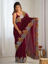 Magenta Party Wear Vichitra Silk Zari Embroidered Saree - The Dori Store