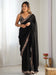 Black Black Party Wear Vichitra Silk Embellished Saree
