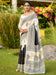 White White Block Print Bhagalpuri Silk Printed Saree