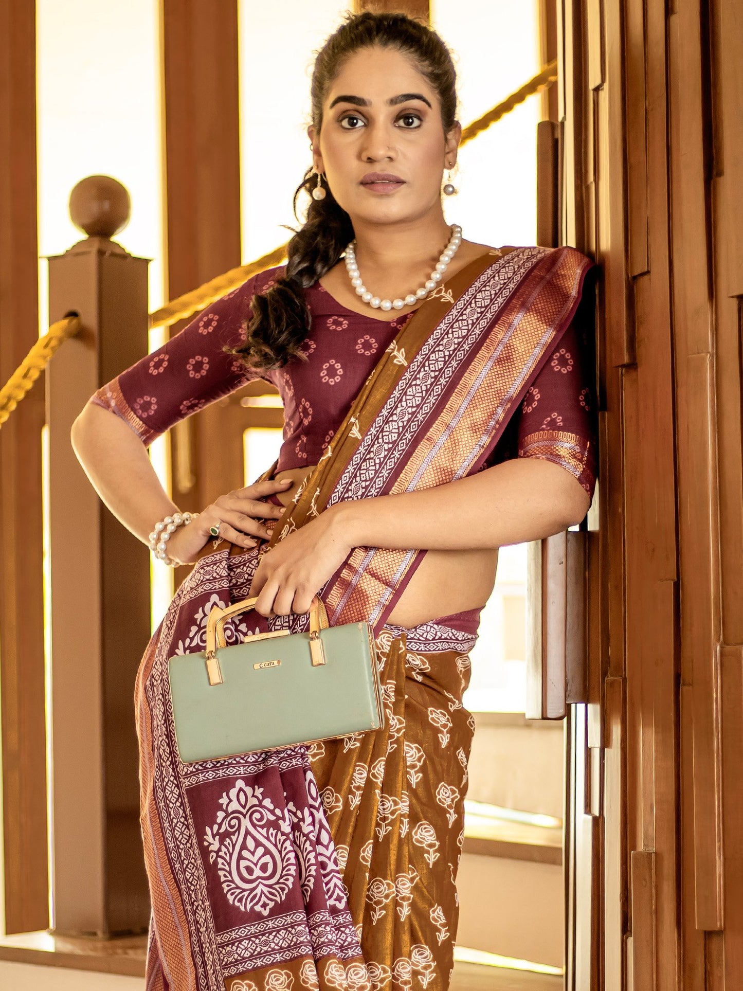 Camel Bagh Cotton Printed Saree