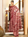 Maroon Maroon Block Print Cotton Blend Printed Saree