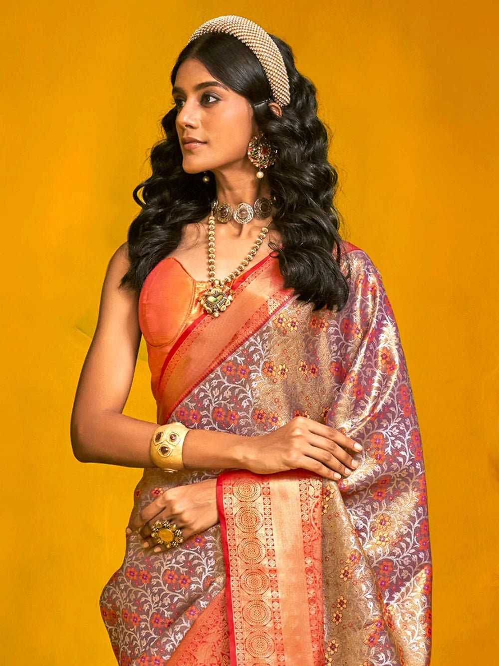 Metallic Kanjeevaram Kanjeevaram Silk Woven Saree - The Dori Store
