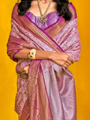 Lavendar Kanjeevaram Kanjeevaram Silk Woven Saree - The Dori Store