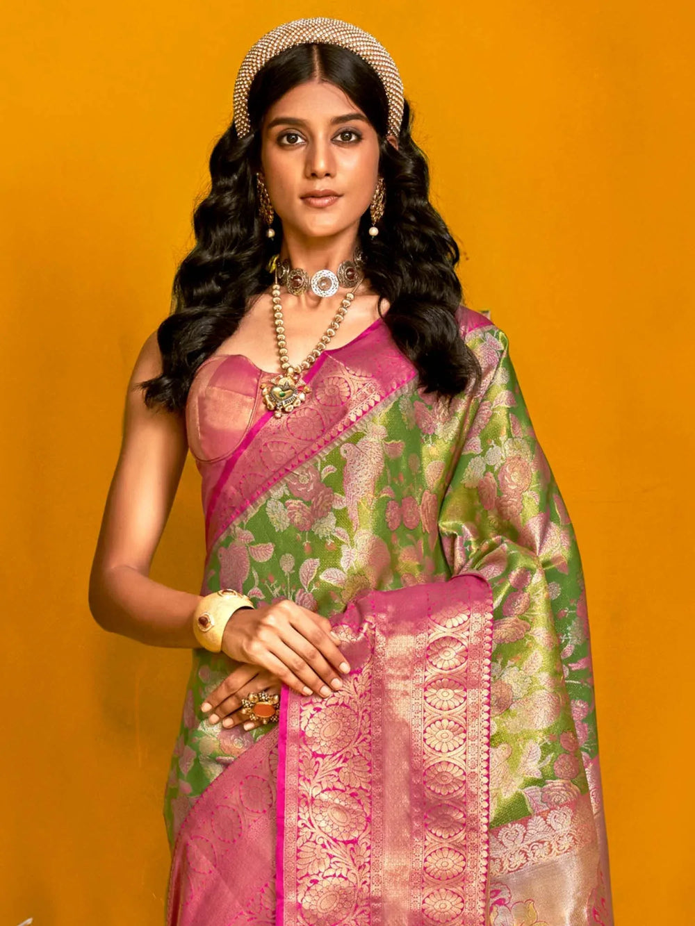 Light Kanjeevaram Kanjeevaram Silk Woven Saree - The Dori Store