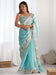 Blue Light Party Wear Organza Embellished Saree