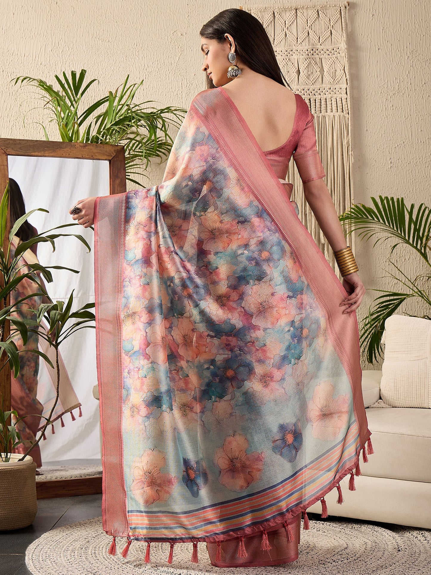 Multicolored Sungudi Kanjeevaram Silk Digital Print Saree