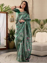 Light Sungudi Kanjeevaram Silk Digital Print Saree - The Dori Store