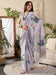 Grey Metallic Block Print Georgette Printed Saree