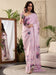 Purple Mauve Block Print Georgette Printed Saree