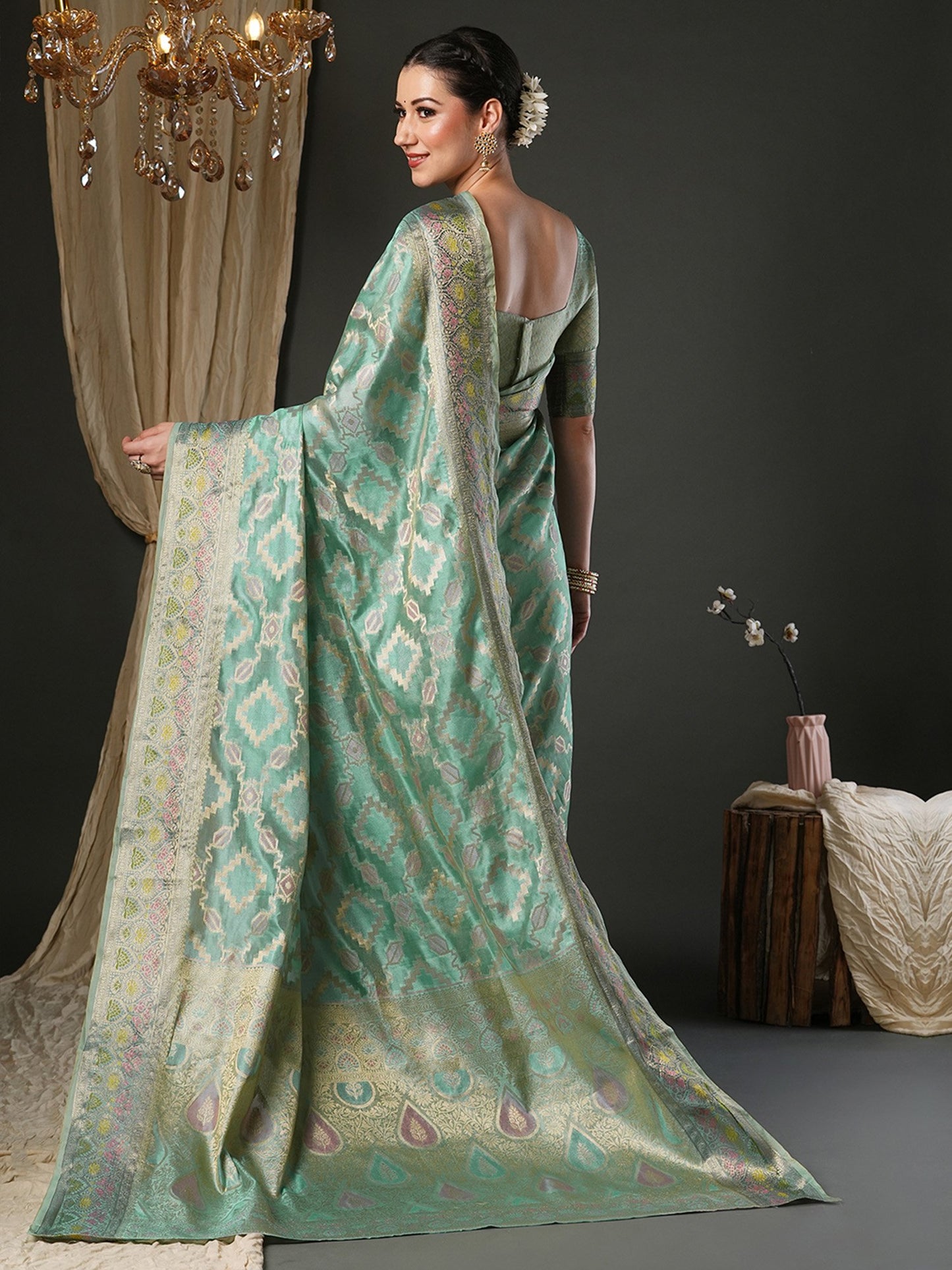 Light Banarasi Organza Woven Saree