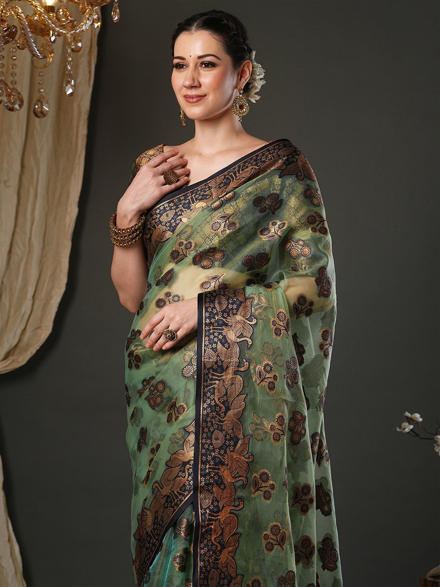 Light Banarasi Organza Woven Saree