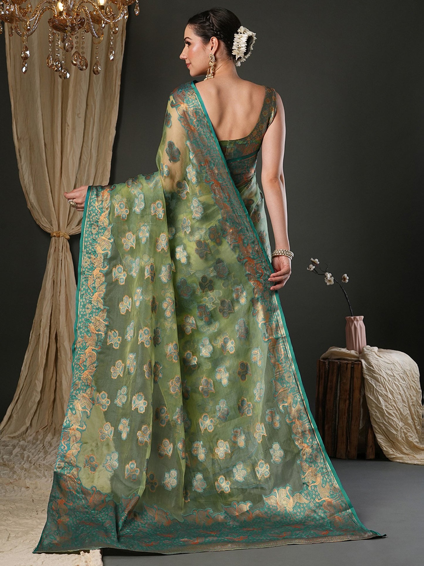 Light Banarasi Organza Woven Saree