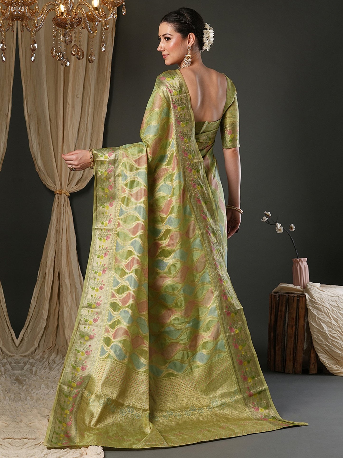 Light Banarasi Organza Woven Saree