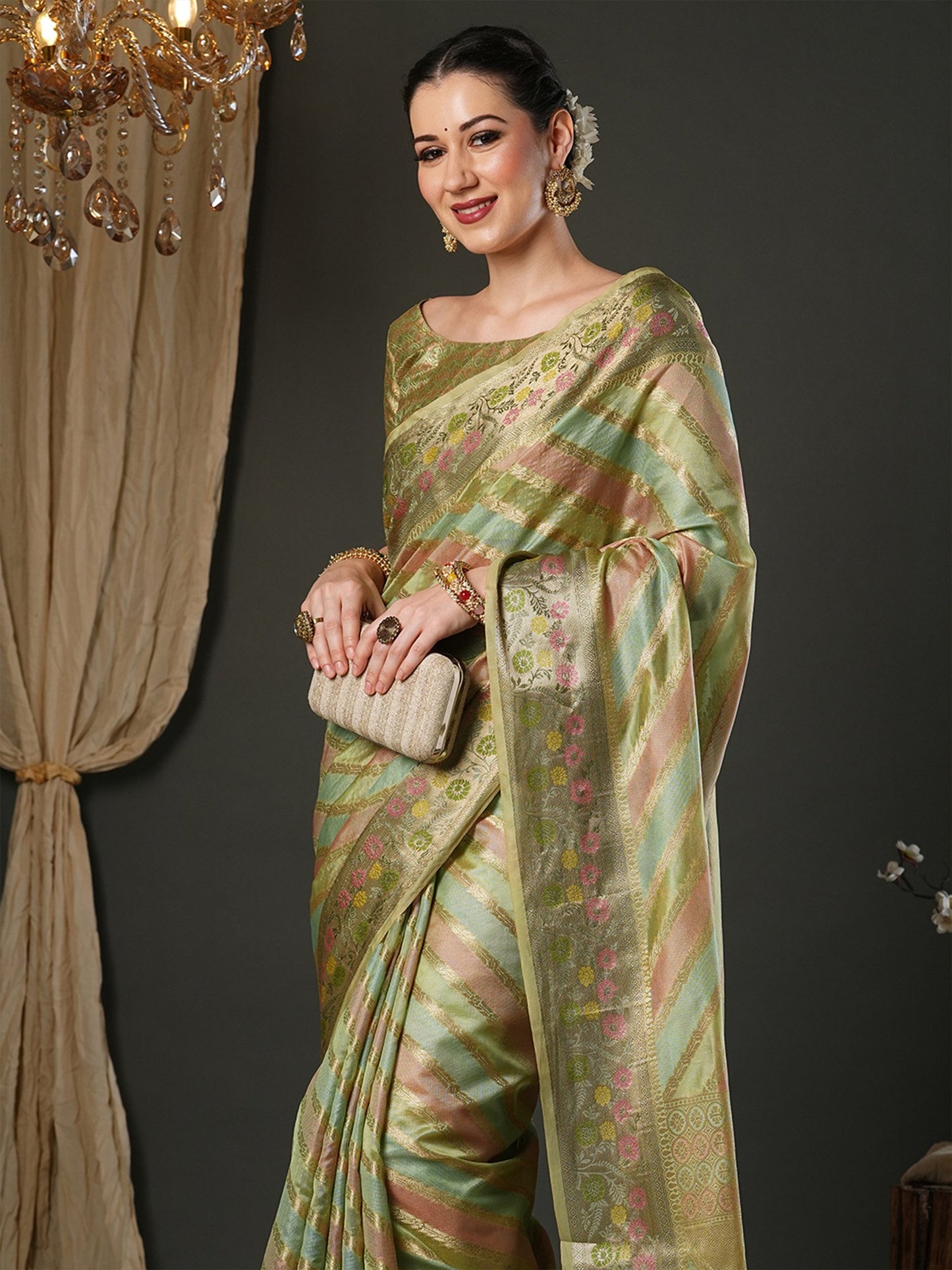Light Banarasi Organza Woven Saree