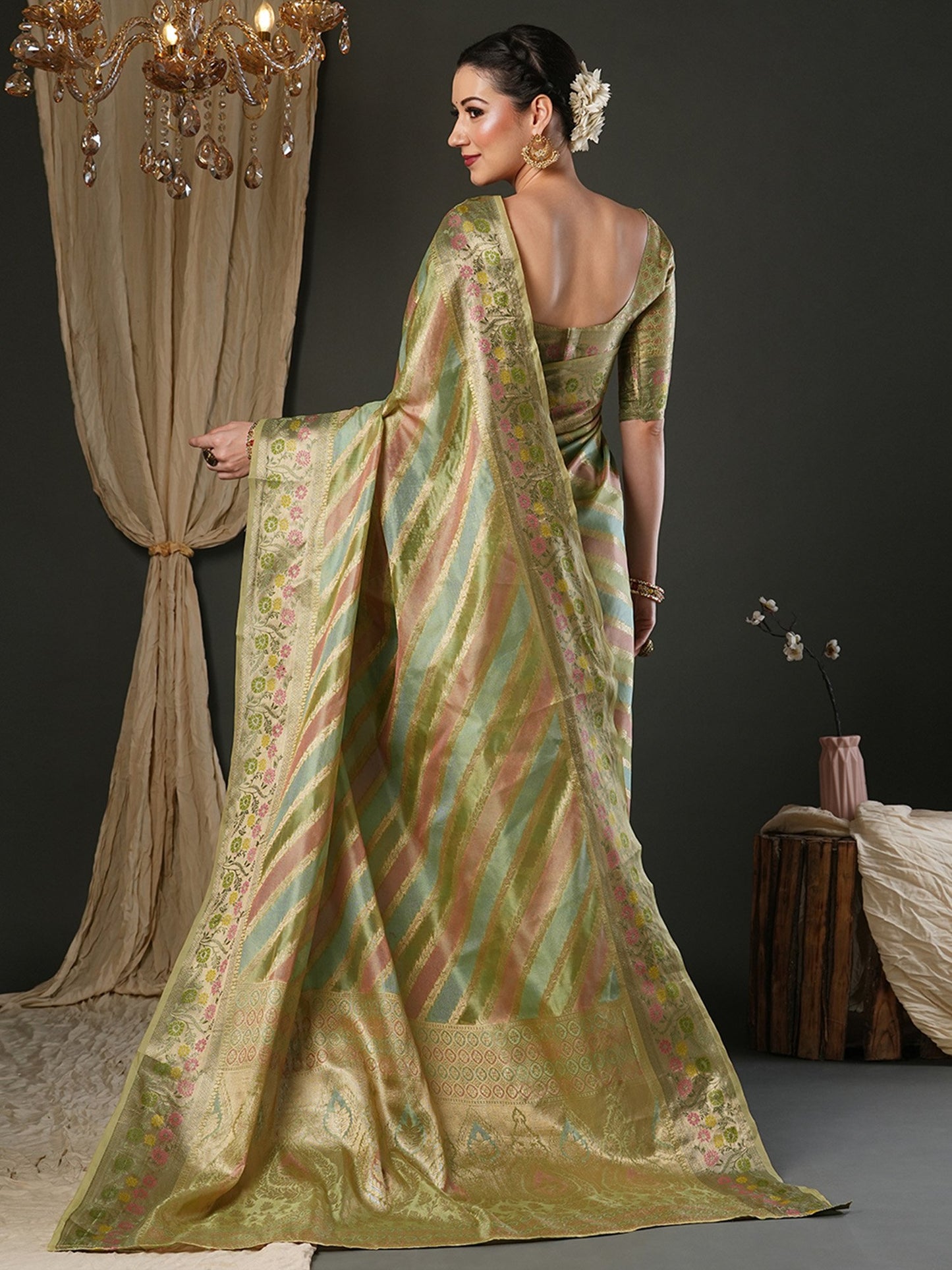 Light Banarasi Organza Woven Saree