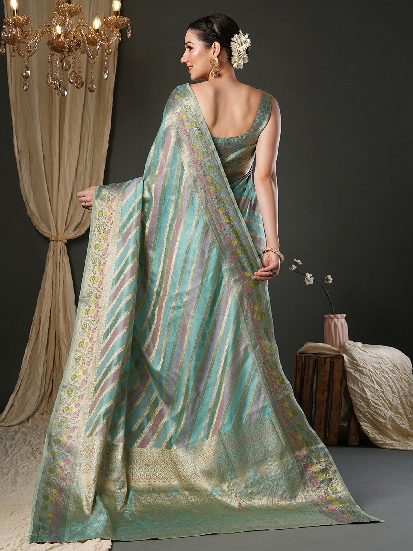 Light Banarasi Organza Woven Saree