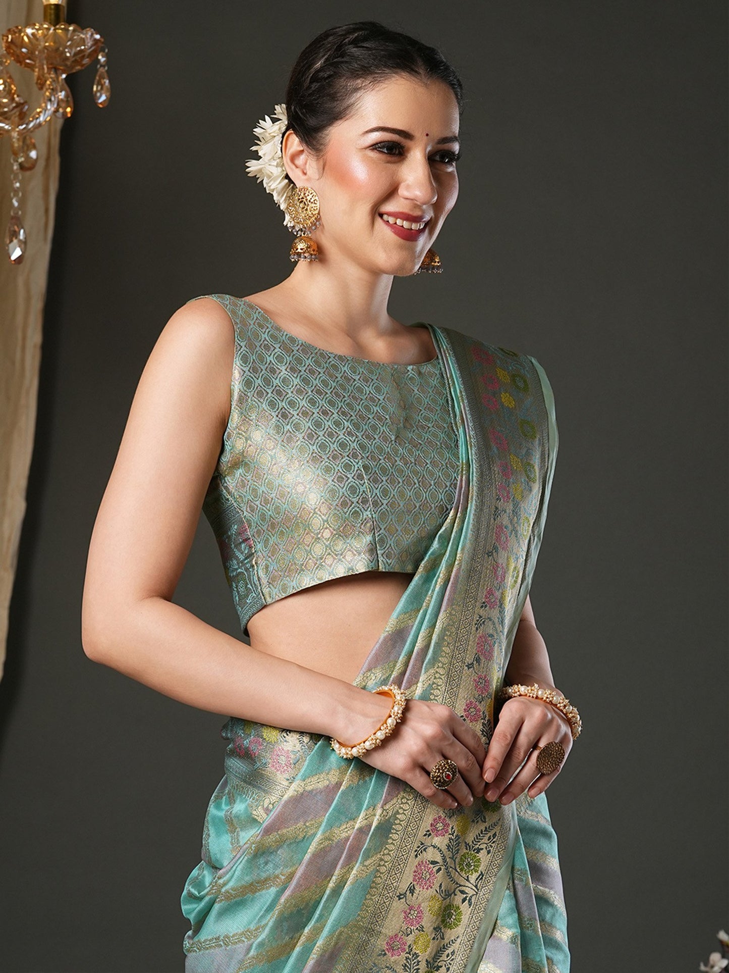 Light Banarasi Organza Woven Saree