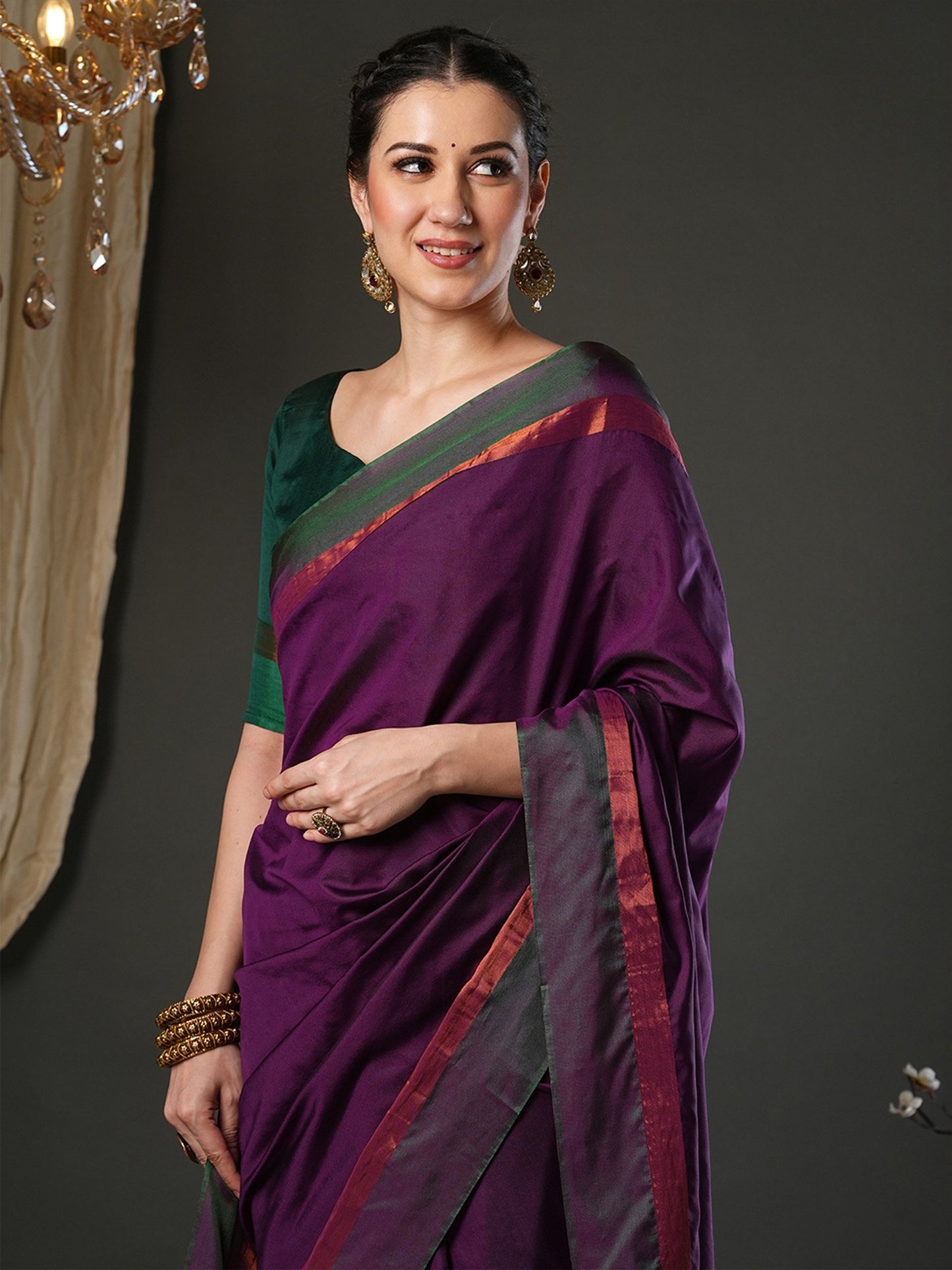 Magenta Taant Aura Silk Woven Saree