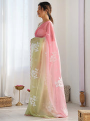 Pink Party Wear Chiffon Embellished Saree - The Dori Store
