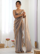 Metallic Party Wear Paper Silk Embellished Saree - The Dori Store