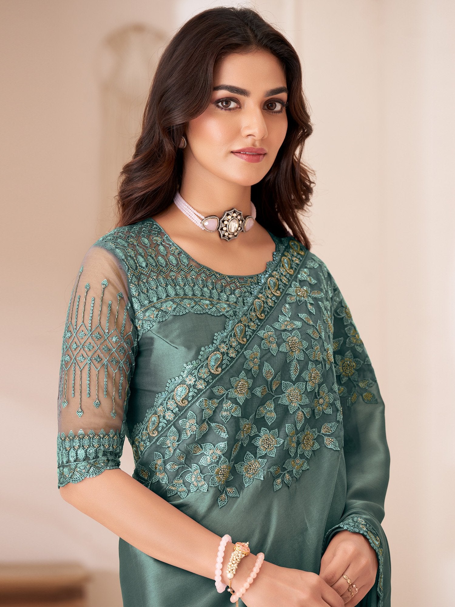 partywear designer saree for festive occasions