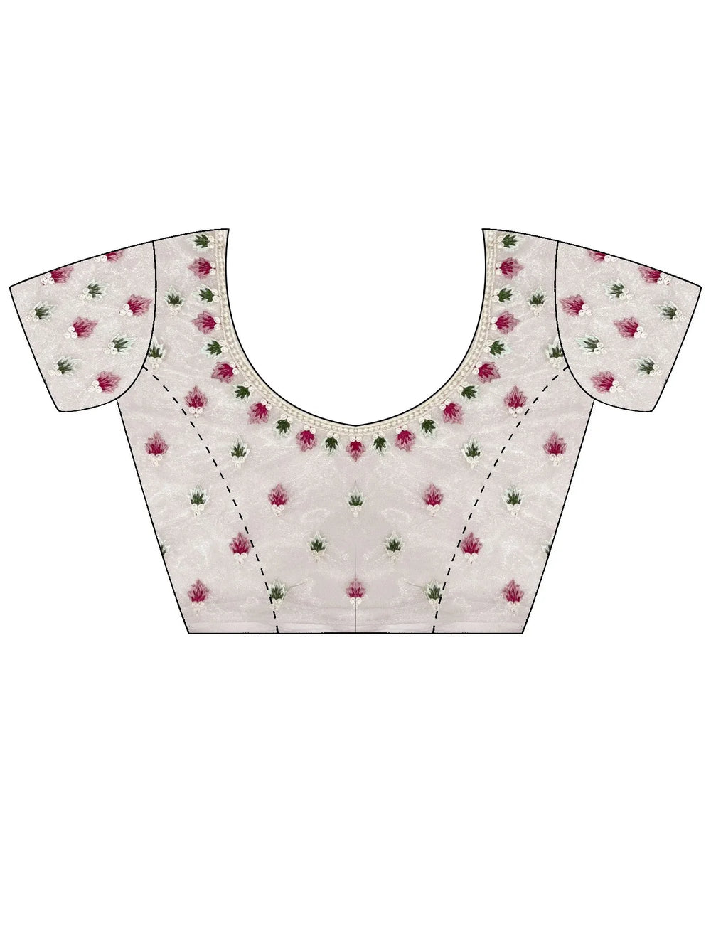 Off White Party Wear Net Embroidered Saree - The Dori Store