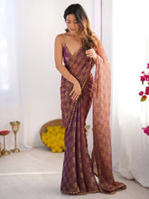 Purple Party Wear Chiffon Embellished Saree - The Dori Store