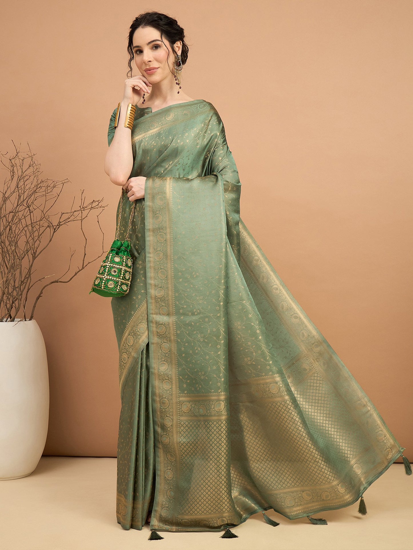 Light Banarasi Satin Silk Woven Saree