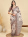 Cream Beige Tussar Manipuri Silk Printed Saree